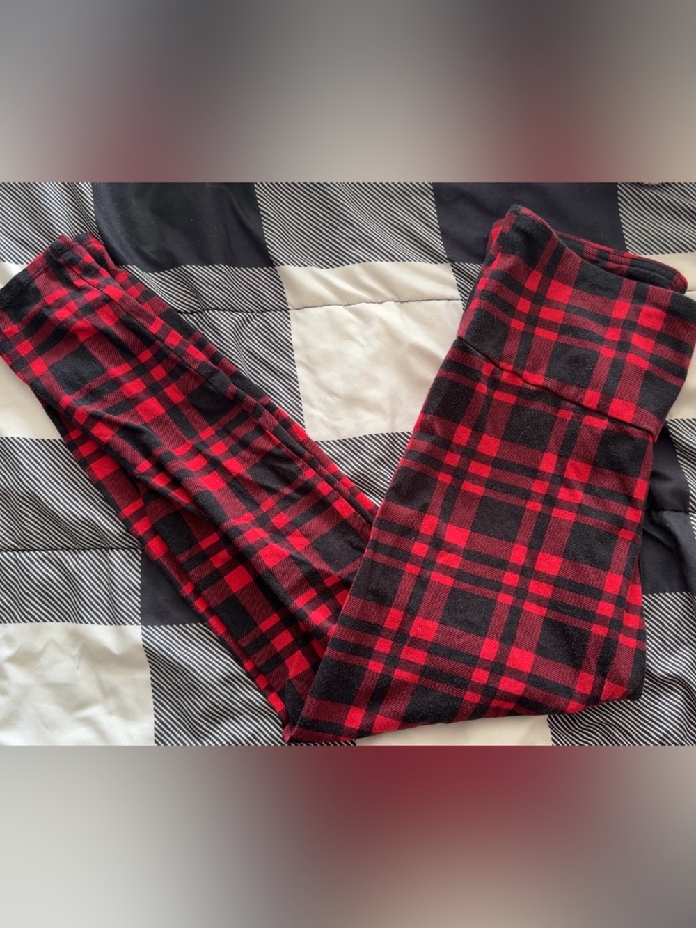 Red and Black Plaid Leggings